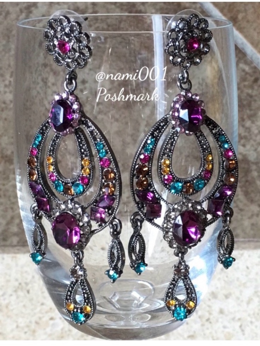 Multicolor Crystal Chandelier Earrings